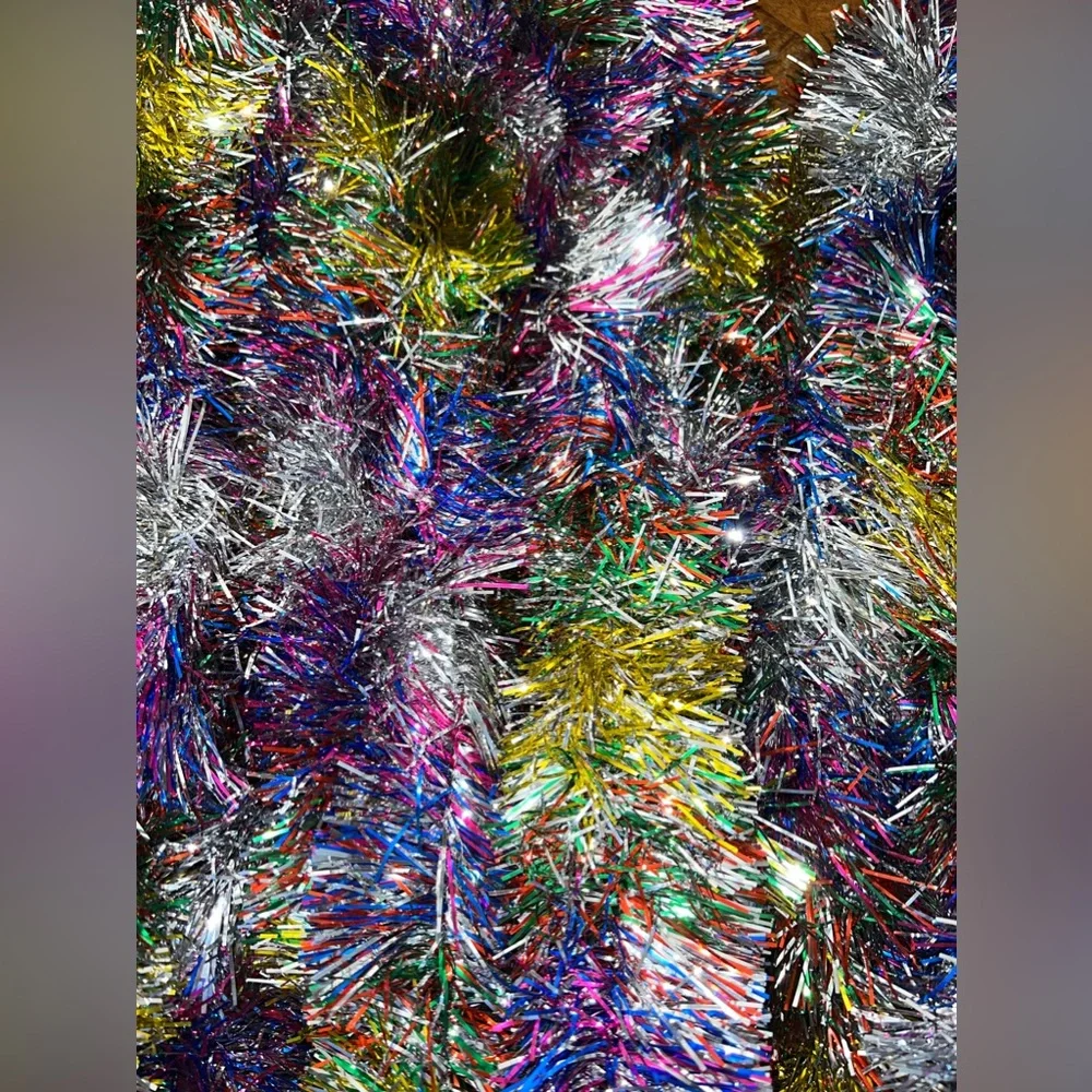 Target x3 vintage look multi colored Christmas tinsel garland x3. Brand new.